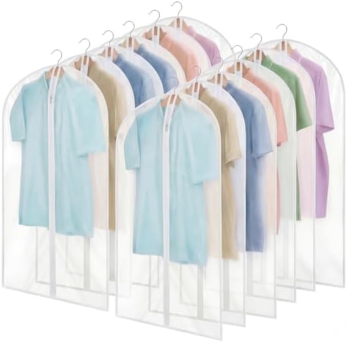 Dntorx 12 Pack Garment Bags, 24 x 40 In Peva Covers, White Edge by Dntorx