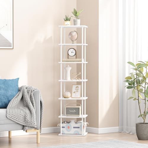 MHXW SXPN Bamboo Free Standing Shoe Rack Shelf Multi Tier Tall Wooden Stackable Shoes Rack Organizer for Closet Front Door Entrance Narrow Vertical Shoe Storage (White, 7 Tiers) - Image 6