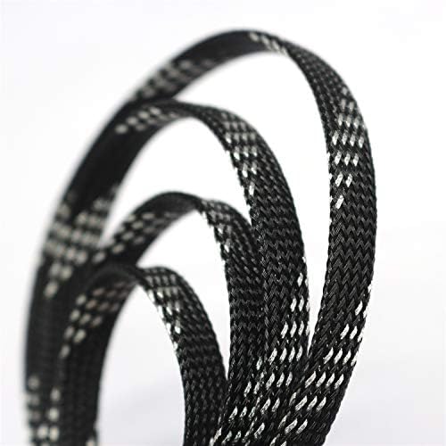 30ft PET Expandable Sleeving Wire Cable Sleeve (2/5", Silver&Black) by CBAZY