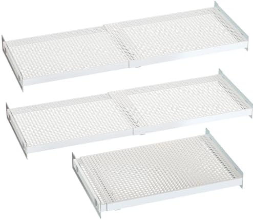 Expandable Closet Shelves, 3 Pack Adjustable Metal Closet Organizers and Perforated Storage Shelves for Wardrobe, Kitchen Pantry, Shoe Rack, (White,11.8" D x 17"-31" W,3PCS) by SlimmKISS