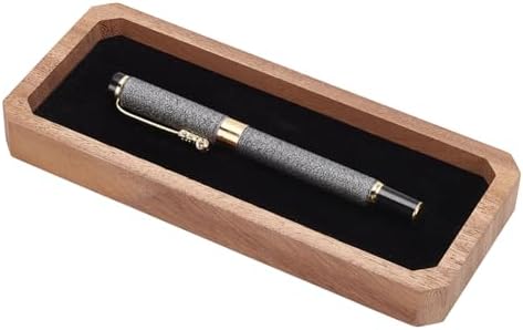 INFUNLY Walnut Pen Gift Box 7.5x3.2x0.8 Inches Brown Pen Case with Velvet Padding Ballpoint Pen Box Wood Lid Jewelry Display Case Rectangle Pen Tray for Jewelry Birthday Gift Souvenir Business Gift by INFUNLY