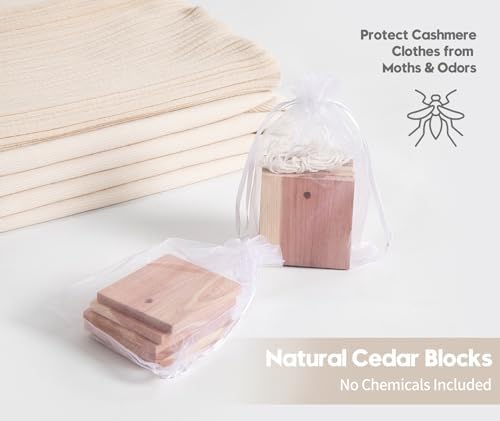 2-Pack Cashmere Sweater Storage Bags for Wool with Cedar Blocks, Ivory - Image 5