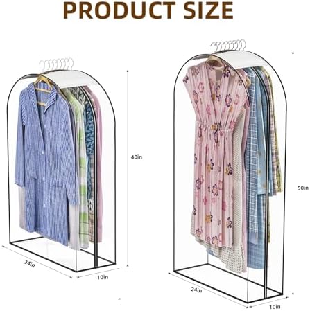 Clear Garment Bags for Hanging Clothes, 4-Pack, 2x40"+2x50" - Image 2