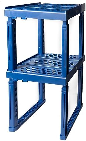 Piffny Locker Organizer Shelf， Adjustable Width and Height, Ideal Locker for School, Office, and Gym Lockers (Blue 2 Pack) by Piffny