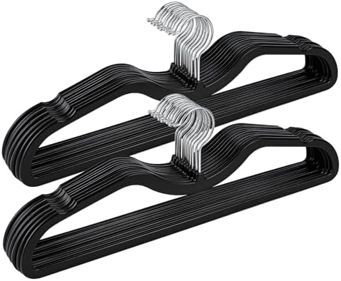 Plastic Short Neck Hangers 20 Pack Ultra-Thin Space-Saving ABS 360° Swivel Hook Ideal for Closet Organization Fits Coats Shirts Dresses & More (20, Black) by Unknown