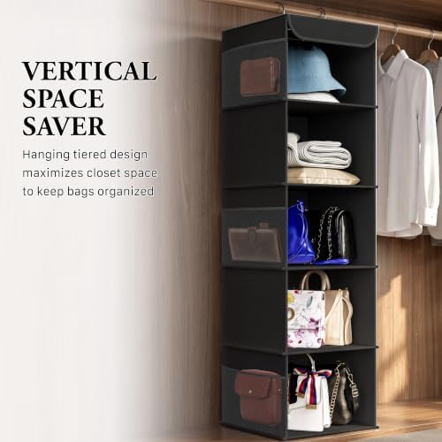 Simple Houseware 5 Shelf Hanging Closet Organizer, Black - Image 7