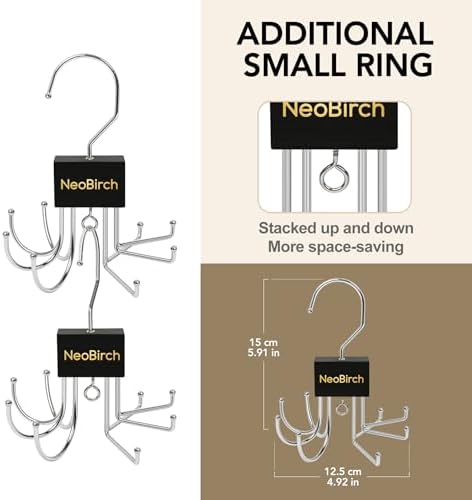 2 Pack Tie and Belt Hanger, Multi Hooks Closet Organizer Rack for caps - Image 5