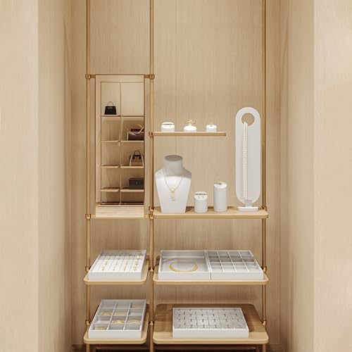 24-Grid PU Leather Jewelry Tray for Ring & Earring Storage White - Image 5