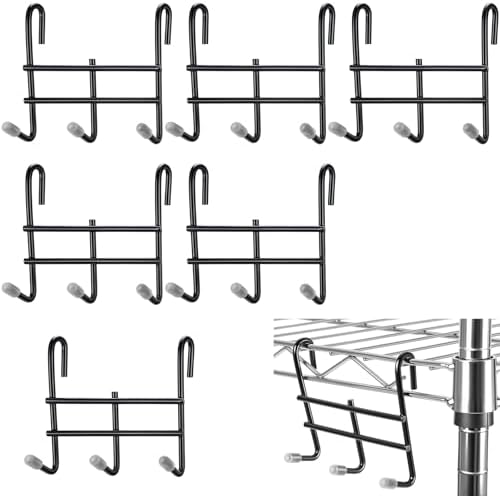 Teenyyou 6 Pack 3 Hook Attachment for Wire Shelving, Black by Teenyyou
