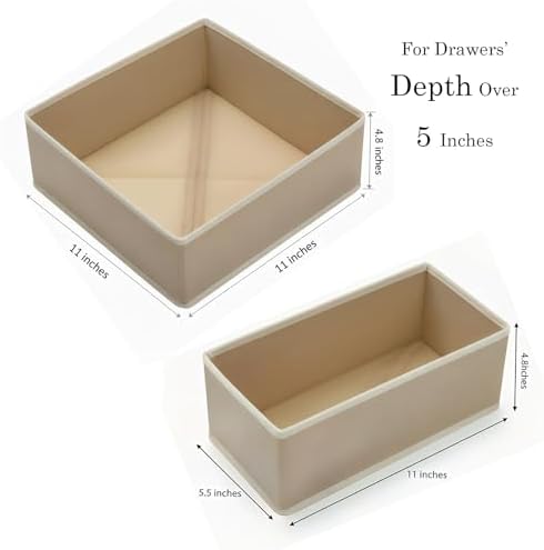 Drawer Organizer for Clothes & Underwear Light Grey - 10 Pack Foldable Fabric Storage Bins for Nursery, Bra Sock Organizer for Dresser Baby Clothes Organizer Set - Image 7