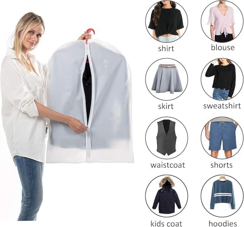 MsKitchen 6 Pack Shirt Garment Bags (24x36") - Dustproof Short Suit Covers - Durable PEVA Closet Bags with Sturdy Zipper for Blouses, Jackets, Sweaters & T-Shirts (Translucent) - Image 4