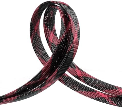 Braided Cable Sleeve, 33ft Expandable Wire Loom for Automotive Wiring Harness & PC Case, Pet-Proof Chew Resistant Cord Protector, Flexible Cable Management (Black-Pink, 10mm (3/8")) by PursuingaBetterLife