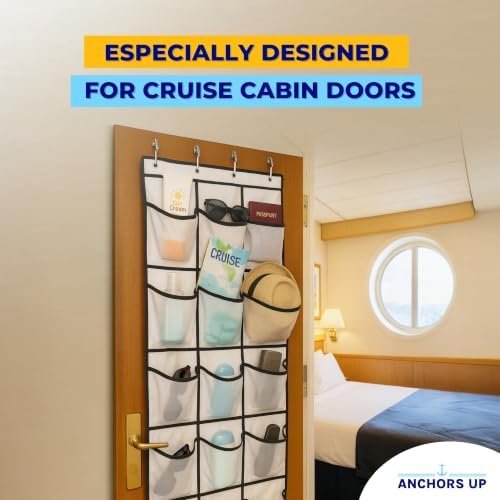 Cruise Cabin Over Door Organizer for Shoes, Toiletries and Accessories – 24 Pockets – Tested on All Cruise Lines such as Carnival, Royal Caribbean, Celebrity, Norwegian etc – Cruise Essentials - Image 2