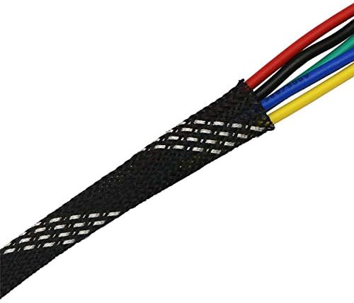 30ft PET Expandable Sleeving Wire Cable Sleeve (2/5", Silver&Black) - Image 3