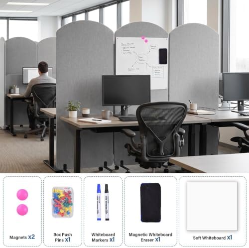 72 x 66 Inch 3 Panel Soundproof Room Divider with Wheels - Image 2