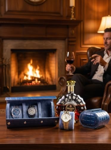 MR.OKAY 3 Watch Travel Case- Classic Leather Watch Case With Superb Texture. (Portable Watch Roll Or Organizer For Storage And Display).Festival Gift For Men, All Handcrafted By Artisans. - Image 4