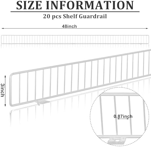 Yaocom 1 Pcs Retail Gondola Shelf Front Wire Fence Guard, White, 48" X 3" - Image 2