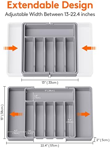 Lifewit Extra Large Silverware Drawer Organizer, Expandable Utensil Tray - Image 3