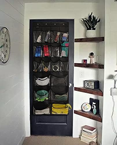 2 Pack Extra Large Hanging Over Door Shoe Organizers,closet shoe organizer shoe rack organizer shoe storage,12+6 Crytal Pockets,8Hooks,black (59"x 21.6") - Image 2