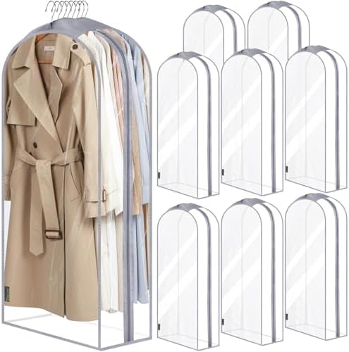 BALEINE 9PK Clear Garment Bags for Hanging Clothes, 48" Dress Suit Bag by BALEINE