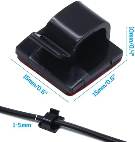 100 PCS Black Cable Clips Adhesive - Image 2