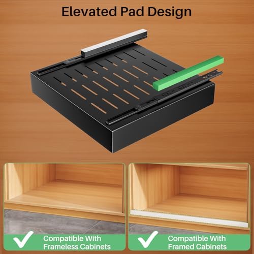 2Pack Pull out Cabinet Organizer, 21"Deep, Heavy Duty Full-extension Slide out Drawers for Kitchen Cabinet, Roll out Shelf Storage with Nano Adhesive for Pots,17"W x 21"D x 3.1"H, Black - Image 3