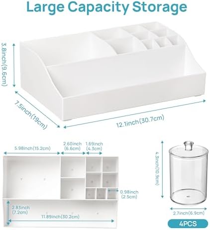 Vtopmart 5 PCS Bathroom Countertop Organizer Sets, White - Image 2
