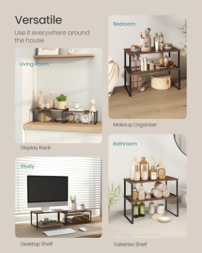 SONGMICS Cabinet Organizer Shelf, Set of 2 Spice Rack, Kitchen Storage - Image 5