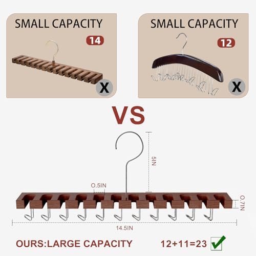 Cuipingoo Belt Hanger for Closet Max 42 Belts, 12+11 Storage (Walnut Wood) - Image 4
