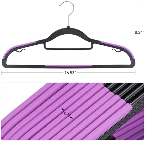 Tonswachic Coat Hanger, Space Save Plastic Clothes Hangers, 50 Pack, Purple - Image 2