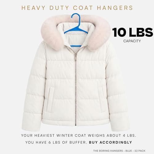 Blue Plastic Hangers 22 Pack - 10 lb Heavy Duty Clothes Hanger Set - 0.20" Slim & Space Saving Boys Room Closet Organizer Coat Hangers, Dorm Room Apartment Essentials - Image 3