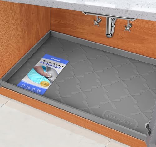 SIKADEER Waterproof Under Sink Mat 19" x 19" Silicone Mat Cabinet Protector by SIKADEER