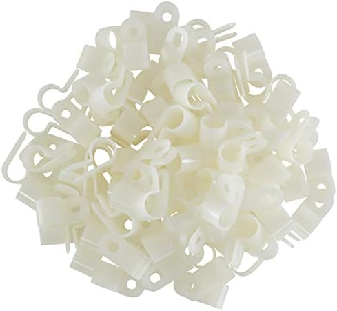 GTSE - White Nylon Plastic Cable Clamps 3/8 Inch Screw Mount 100 Pack - Image 2