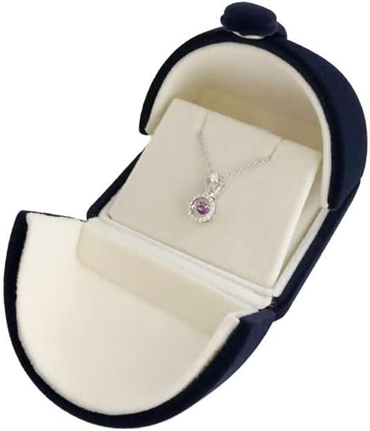 Navy Blue Velvet Premium Grade Jewelry Box for Earrings Necklace Double Layer Modern Unique Design Packaging Gift for Her (Jewelry is not included)