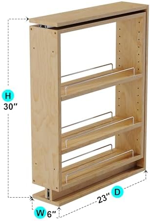 Dowell 6" Base Filler Pullout Organizer with Adjustable Shelves (Wood 4005 0630B) - Image 3