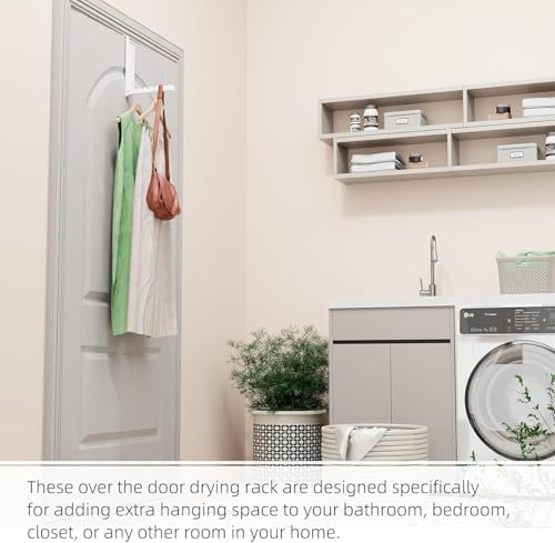 2-Pack Over The Door Hanger Foldable Clothes Drying Rack, Collapsible Hanging Coat Rack for Laundry Room & Bedroom, Space-Saving Compact Foldable Portable Clothing Hanger Hook, White - Image 5