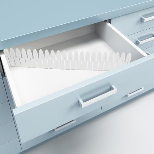 Yardwe 4pcs Adjustable Plastic Drawer Dividers White Kitchen Organizer Partition Boards for Utensils Clothes Makeup Easy-fit Expandable Storage for Dresser Bedroom Bathroom Office - Image 7