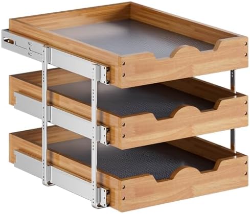 OCG Pull Out Cabinet Drawer 20" W x 21" D, 3 Tier Pull Out Cabinet Organizer, Heavy-Duty Slide Out Drawer for Cabinets, Organization for Kitchen, Pantry, Bathroom - Image 5