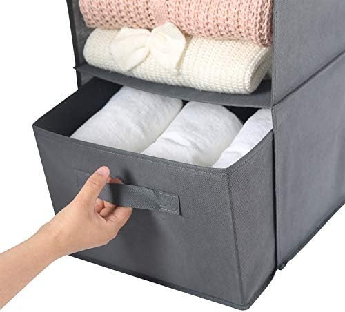 MAX Houser 4-Shelf Hanging Closet Organizer, Space Saver, Cloth Hanging Shelves with 2 Side Pockets, Foldable (Grey) - Image 5