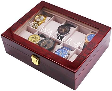 My Personal Memories Custom Personalized Watch Storage Box Glass Display Case for Men, Him, Husband - Engraved and Monogrammed (Premium Rosewood) - Image 5