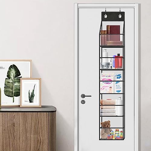 5-Shelf Over The Door Pantry Organizer with Clear Pockets, Heavy Duty Hanging Storage for Closet, Bedroom, Bathroom, and Nursery (Black, Holds up to 28 lbs) - Image 6