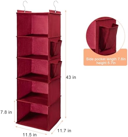 BOOMIBOO Hanging Closet Organize and Shelves,5-Hanging Shelf（Red） - Image 3