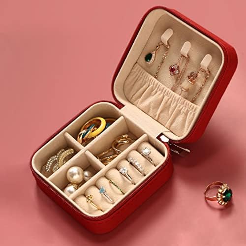 ZPROW Travel Jewelry Case, Mini Portable Jewelry Travel Boxes, Small Jewelry Organizer for Rings, Earrings, Pendants, Watches, Necklaces, Lipsticks Organizer Storage Holder Case (Red-6packs) - Image 2