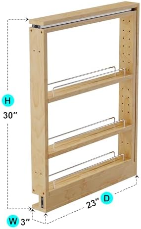 Dowell 3" Base Filler Pullout Organizer with Adjustable Shelves (Wood 4005 0330B) - Image 3