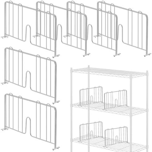 MorningRo 6 Pcs 14" W X 9" H Wire Shelf Divider for Wire Shelves, Silver by MorningRo