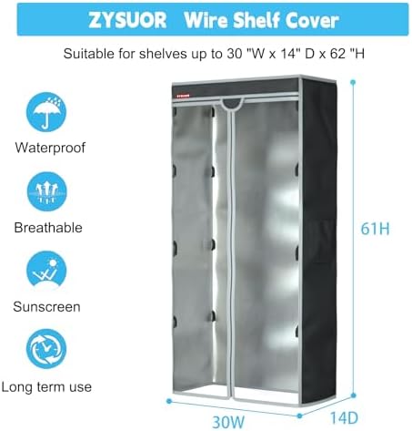 Waterproof Shelf Cover for Storage Shelving, Fits 30"W x 14"D x 62"H - Image 5