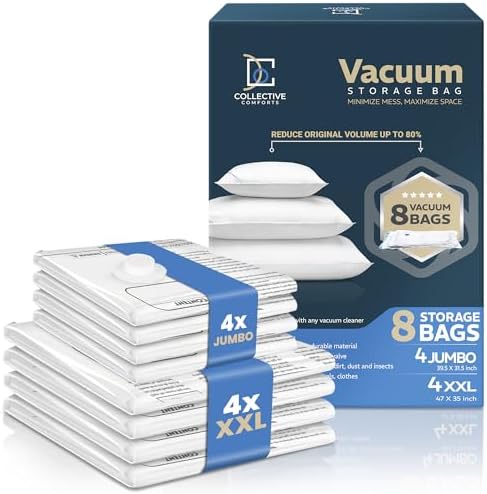 8 Pack XXL & Jumbo Space Saver Vacuum Storage Bags by Collectivecomforts