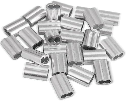 1/4" Aluminum Crimping Loop Sleeve 25PCS, Cable Ferrule Wire Rope Sleeves Loops Sleeve by Labeumela
