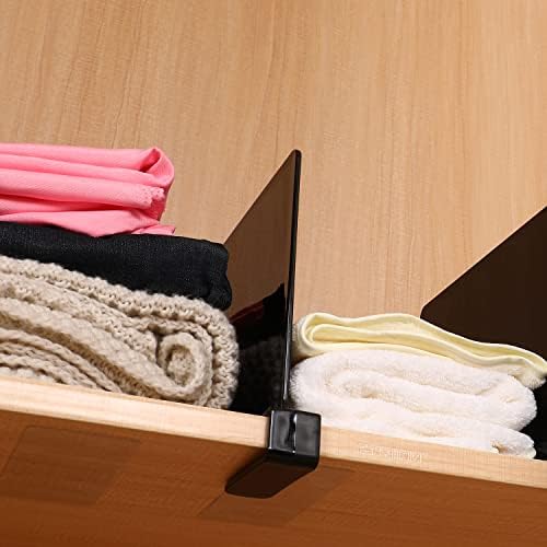 Sooyee 6 Pack Black Acrylic Shelf Dividers,Closet Shelves Closet Organizers and Storage in Bedroom, Kitchen, Office Shelves,Closet Dividers - Image 5