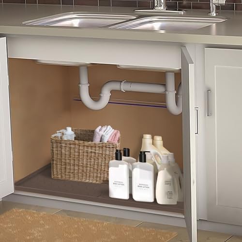 Under Sink Mat, 28"x22" Under Sink Mats for Kitchen, Silicone Waterproof Under Sink Liner, Sink Cabinet Organizer Tray with Drain Hole - Image 3
